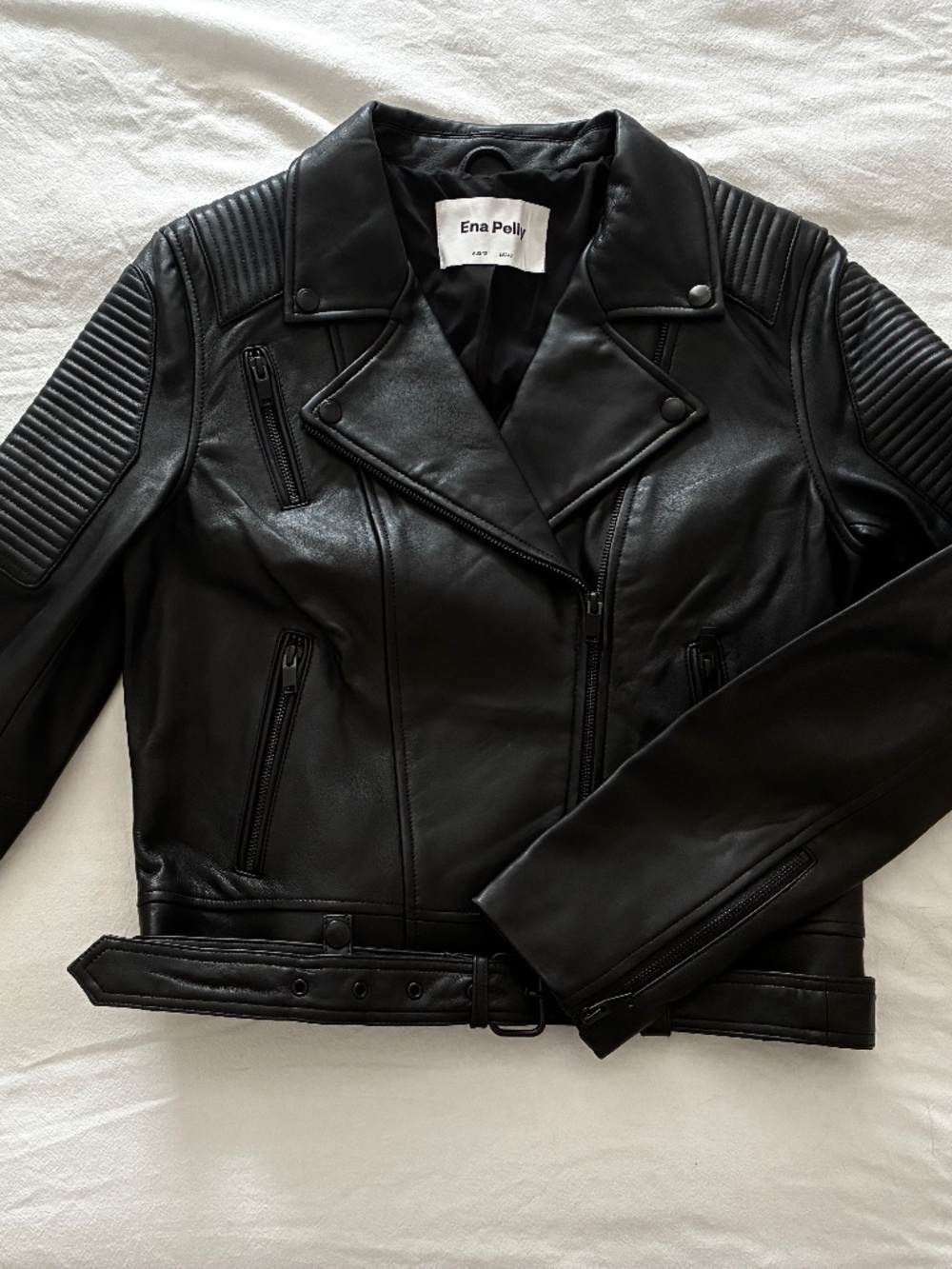 Ena Pelly Genuine Leather Motorcycle Jacket, Size 8